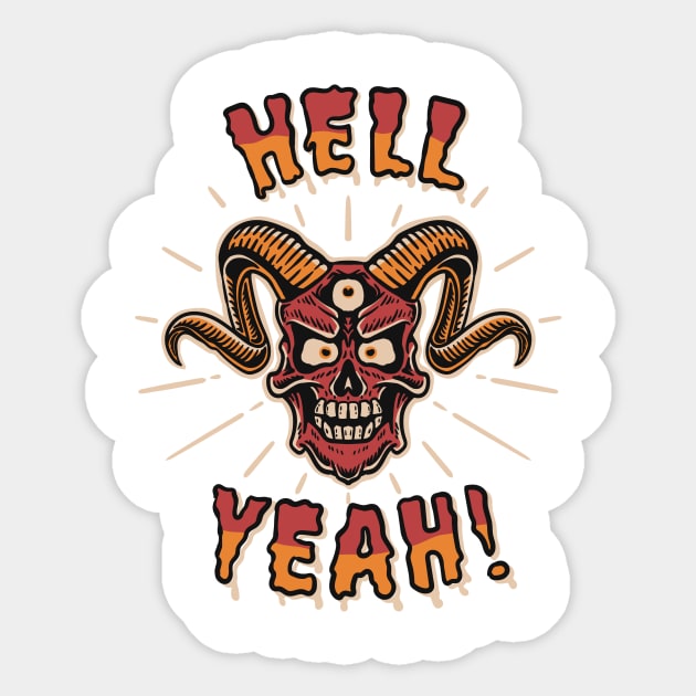 scary three eyed devil skull Sticker by Rantang Kecil